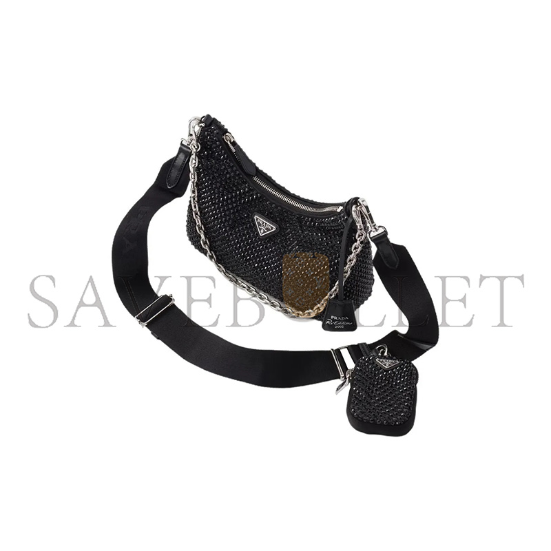 Pra*a re-edition 2005 crystal-embellished shoulder bag 1bh204 (22*12*6cm)